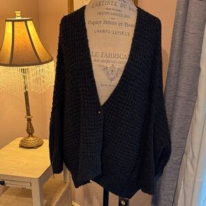 Free People Black Knit chunky Sweater